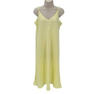 NWOT Flax Womens Lightweight Yellow Linen Midi Slip Dress Adjustable Straps M